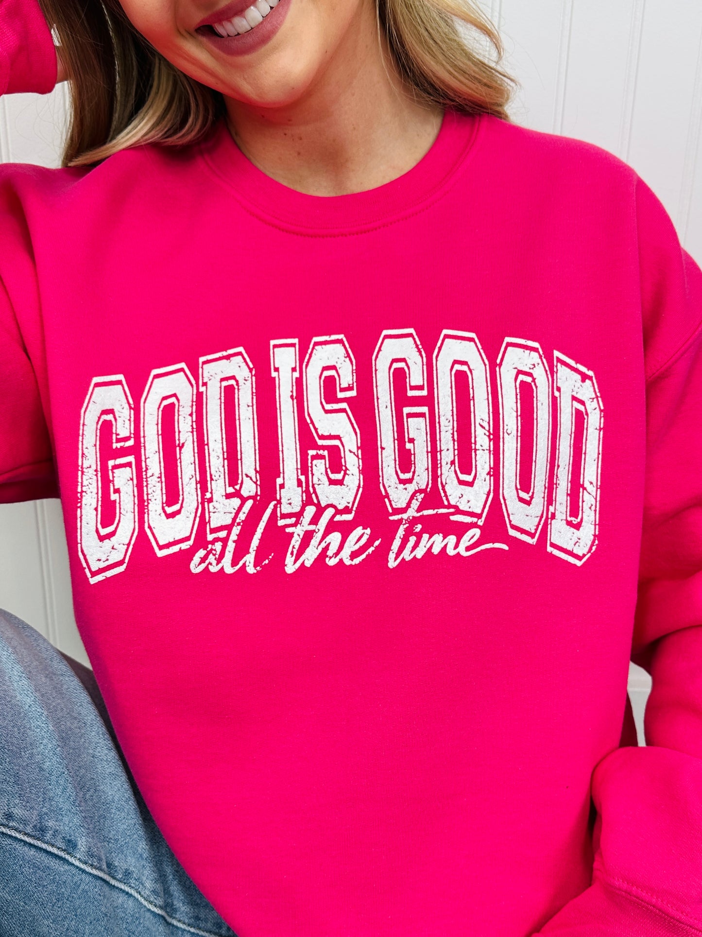 God is Good Graphic Crewneck Sweatshirt in Two Colors