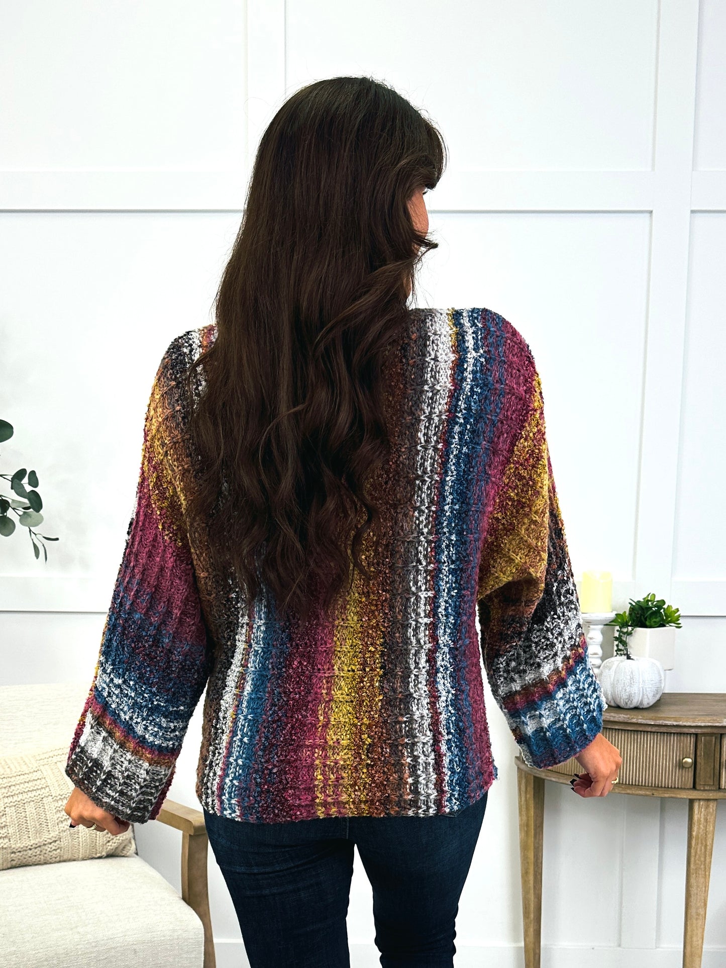 Autumn Palette Sweater In Burgundy Multi