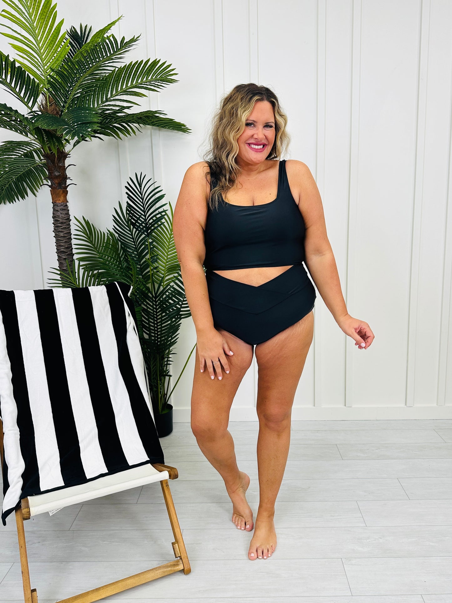 Ultra High Waisted V-Cut Swim Bottoms In Black