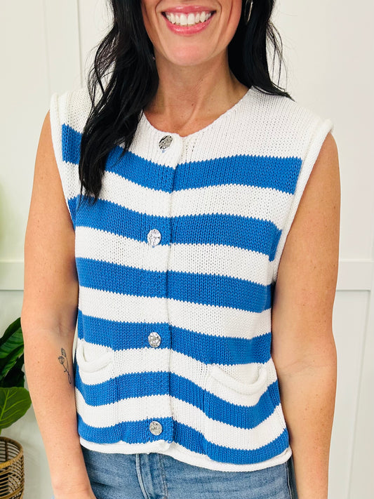 Harbor Stripe Vest In Blue