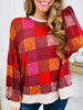 Plaid Poetry Pullover in Burgundy/Red