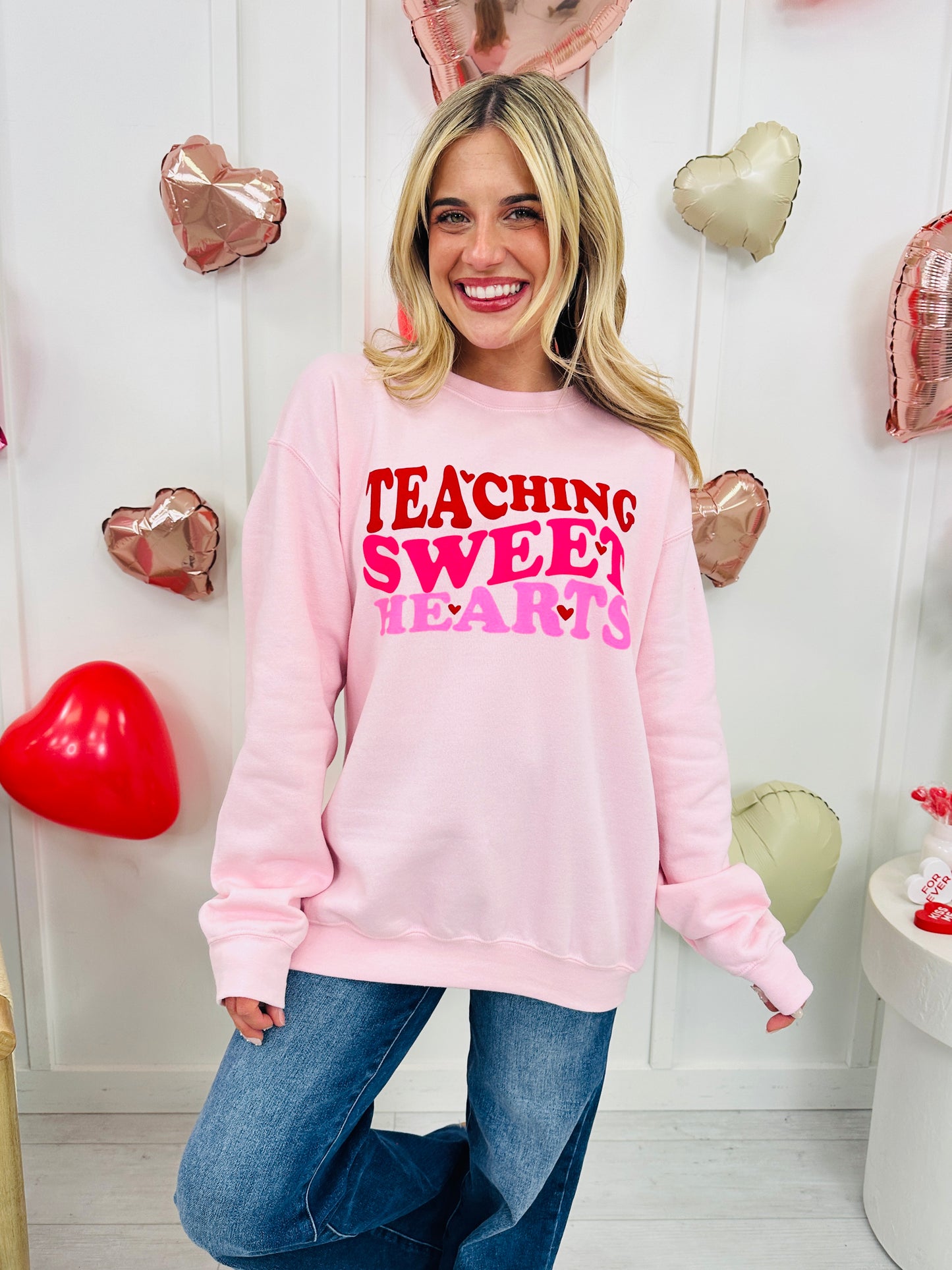 Teaching Sweethearts Graphic Crewneck Sweatshirt