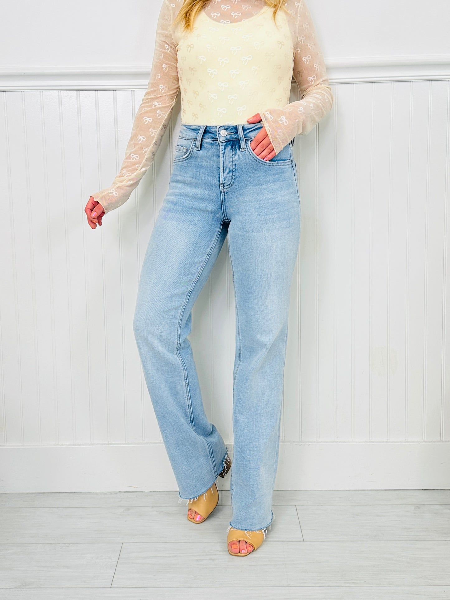 Feeling Brand New Slim Wide Leg Tummy Control Jeans