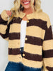 Soft Spot For Stripes Cardigan In Taupe