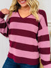Stripe Of The Moment Sweater In Wine