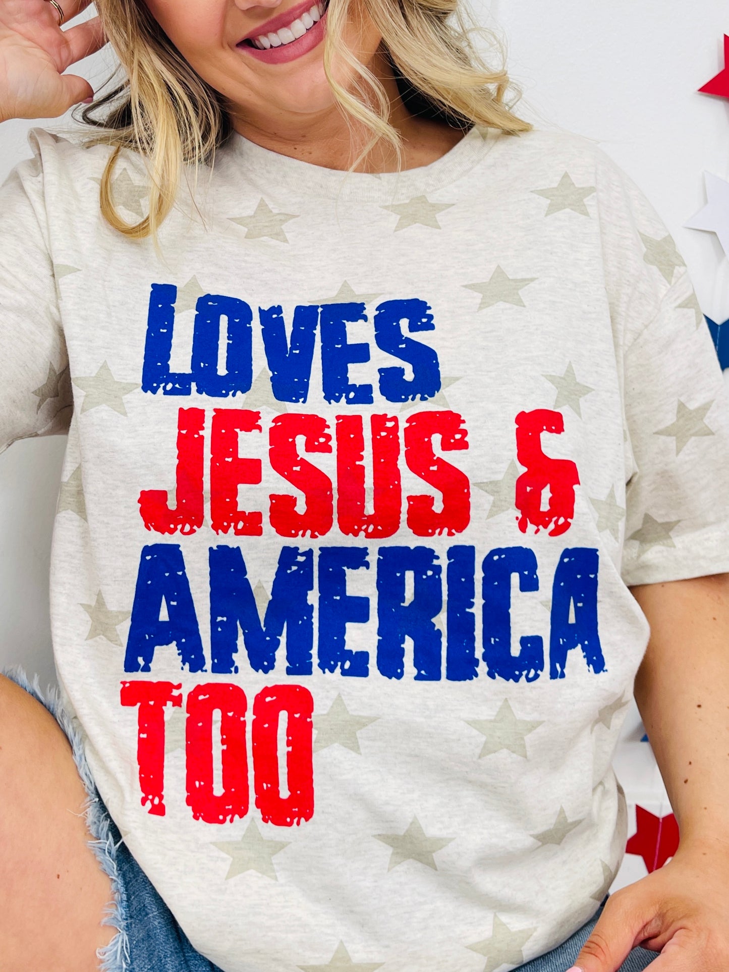 Loves Jesus And America Too Graphic Tee