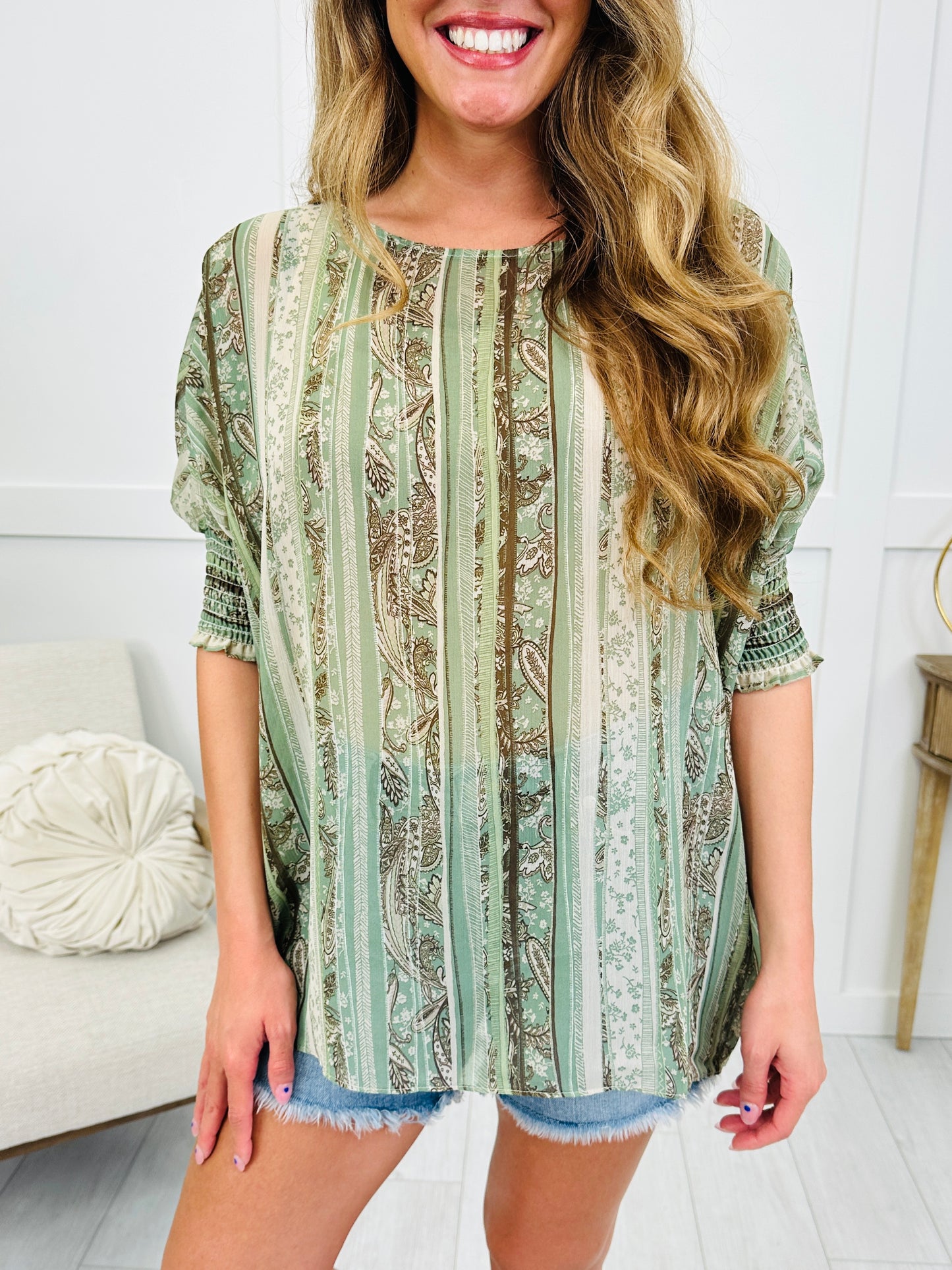 The Western Whisper Top In Reseda Green