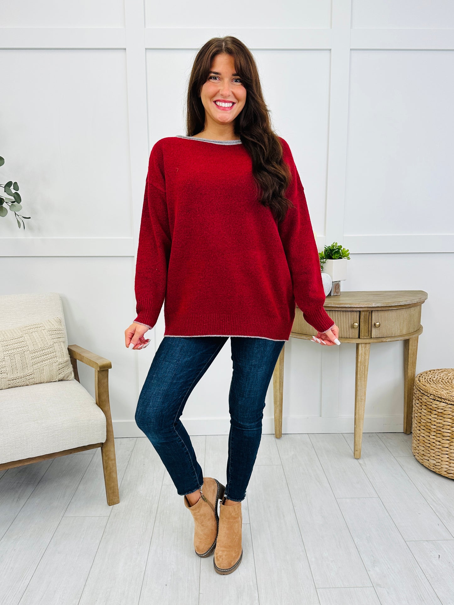 Free Range Sweater In Burgundy