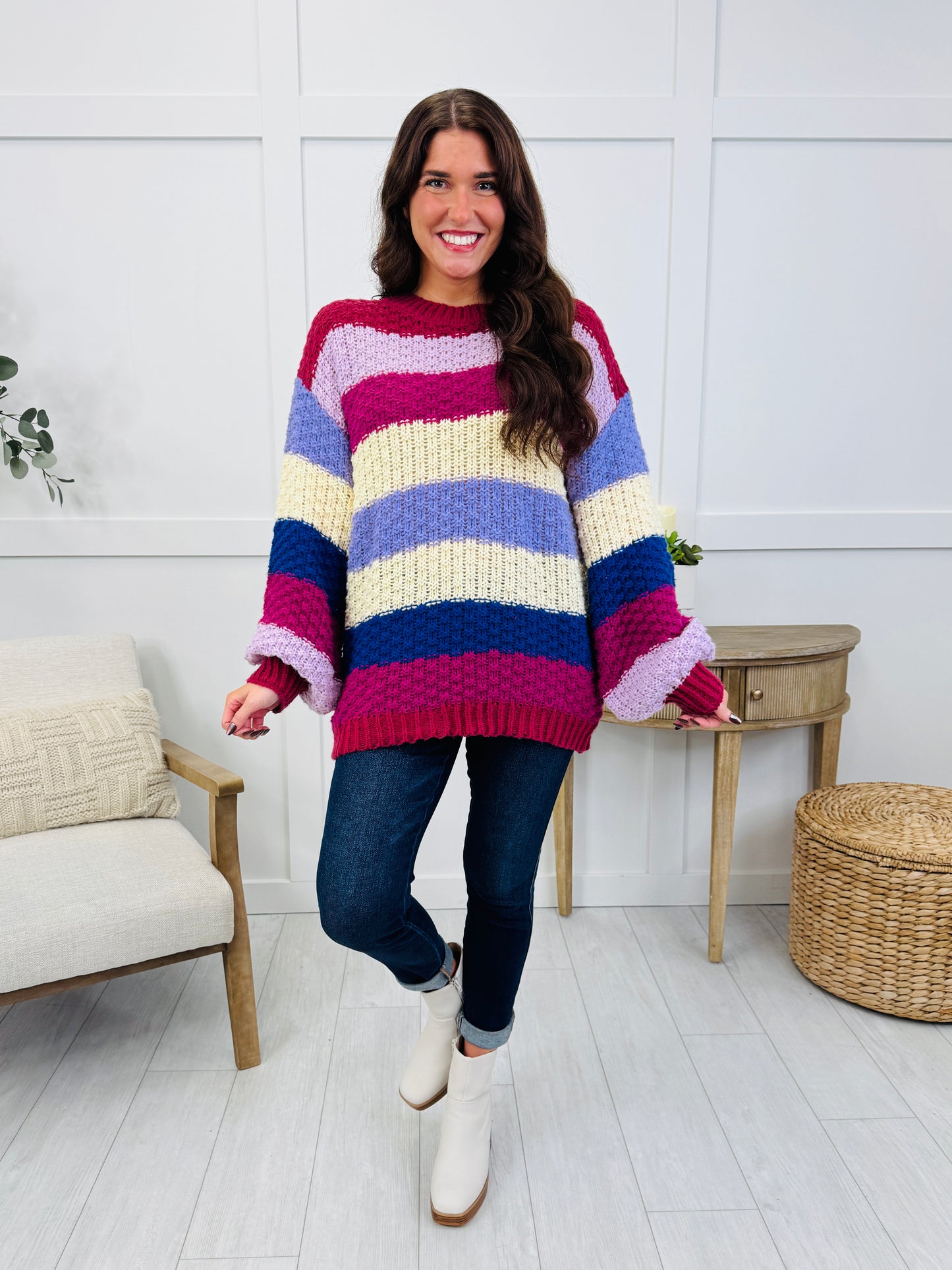 Everyday Bright Sweater in Plum Combo