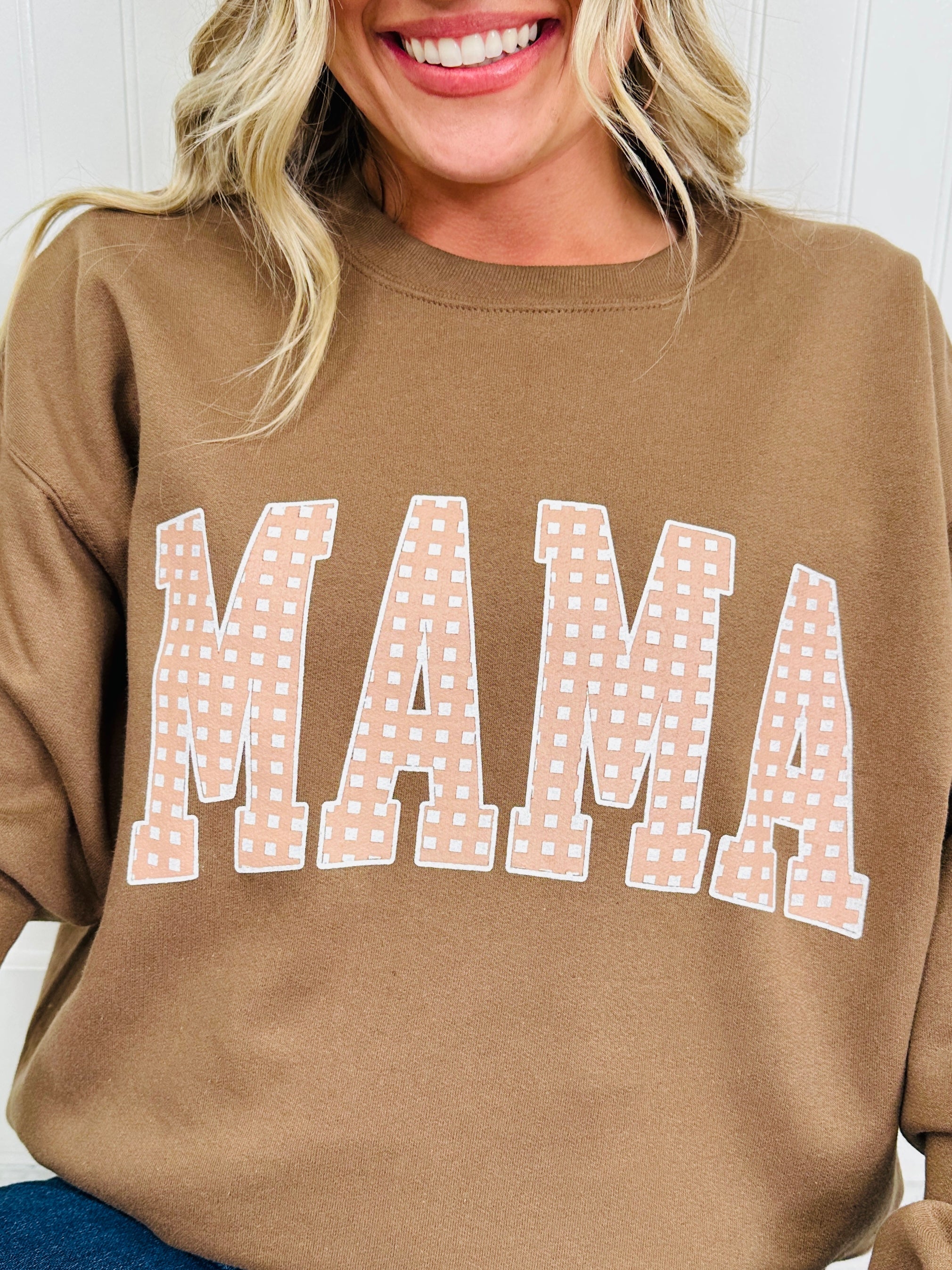 Gingham Mama Graphic Crewneck Sweatshirt – MOCO Boutique