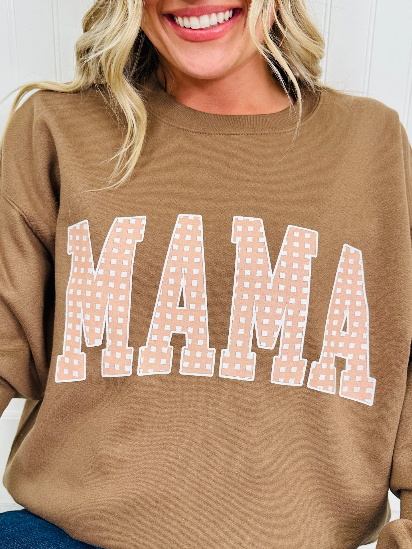 Gingham Mama Graphic Crewneck Sweatshirt
