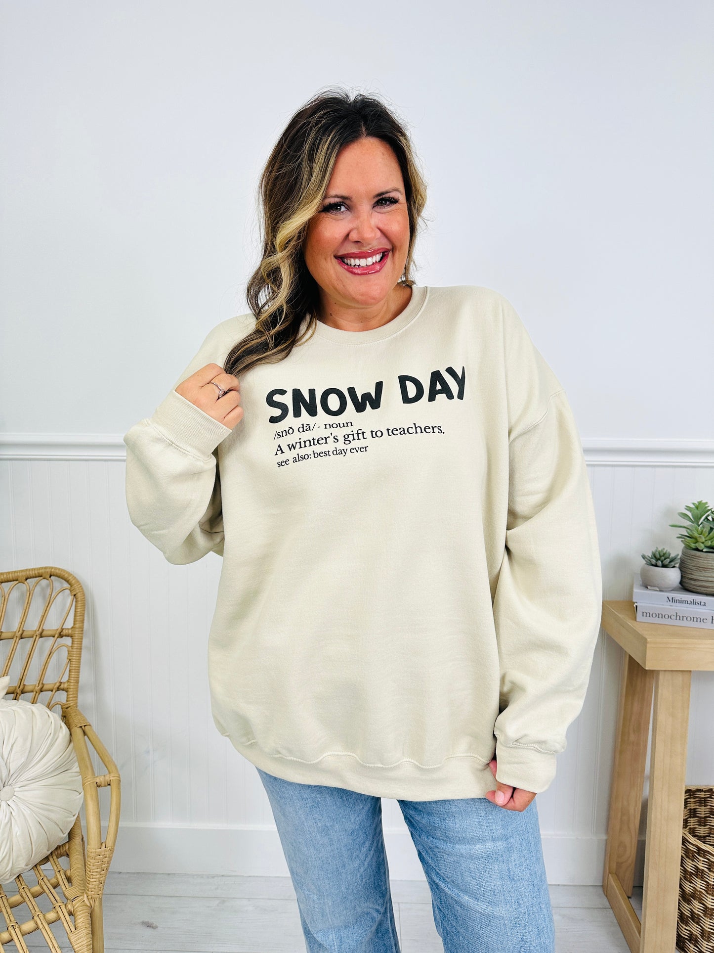 Teacher Snow Day Graphic Crewneck Sweatshirt