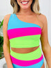 The Jess Swim Top In Bright Stripes