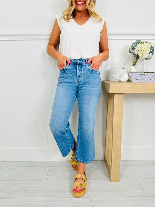 Triple The Fun Tummy Control Cropped Wide Leg Jeans in Three Inseams