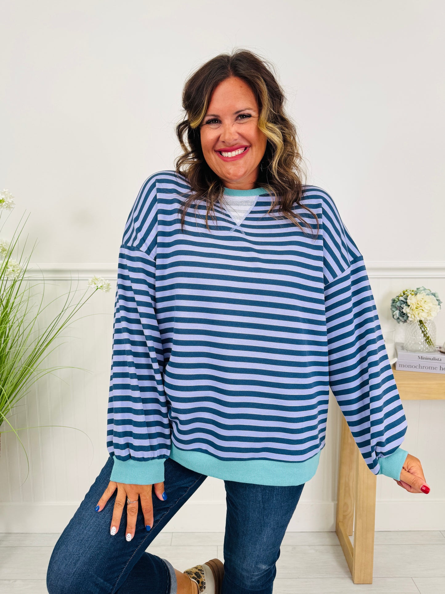 Stripe Story Pullover In Navy