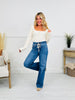 Off Duty Tummy Control Wide Leg Drawstring Jeans