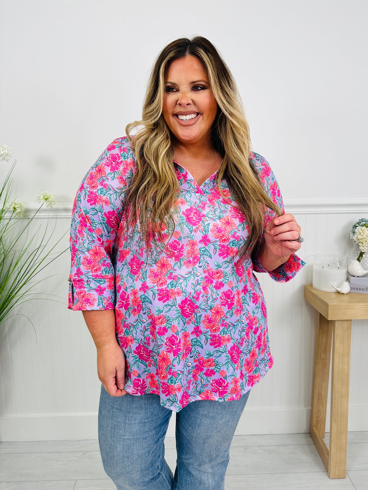 Bloom in Spring Top in Rose Print