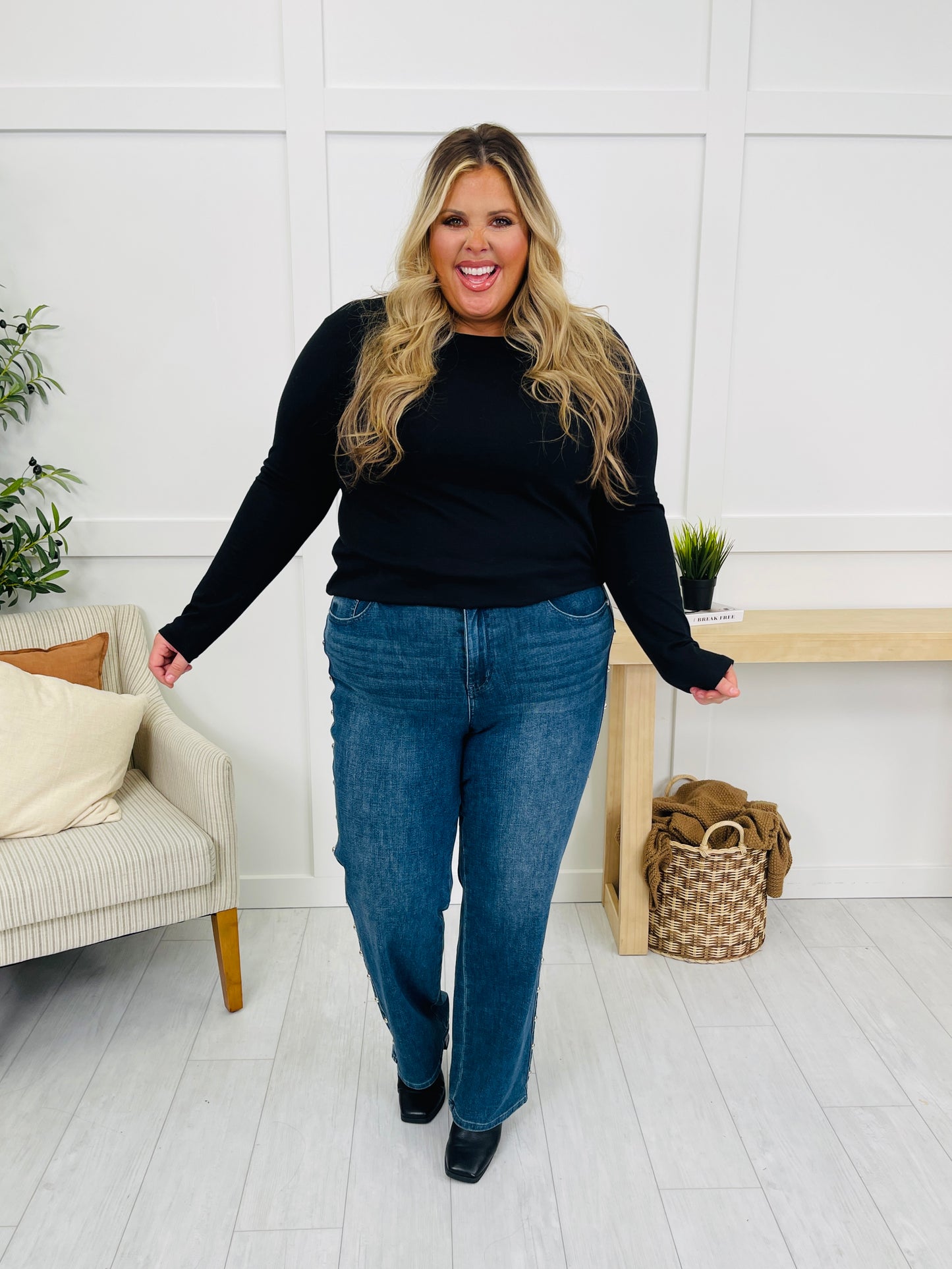 Judy Blue Straight Up Stud Straight Leg Jeans