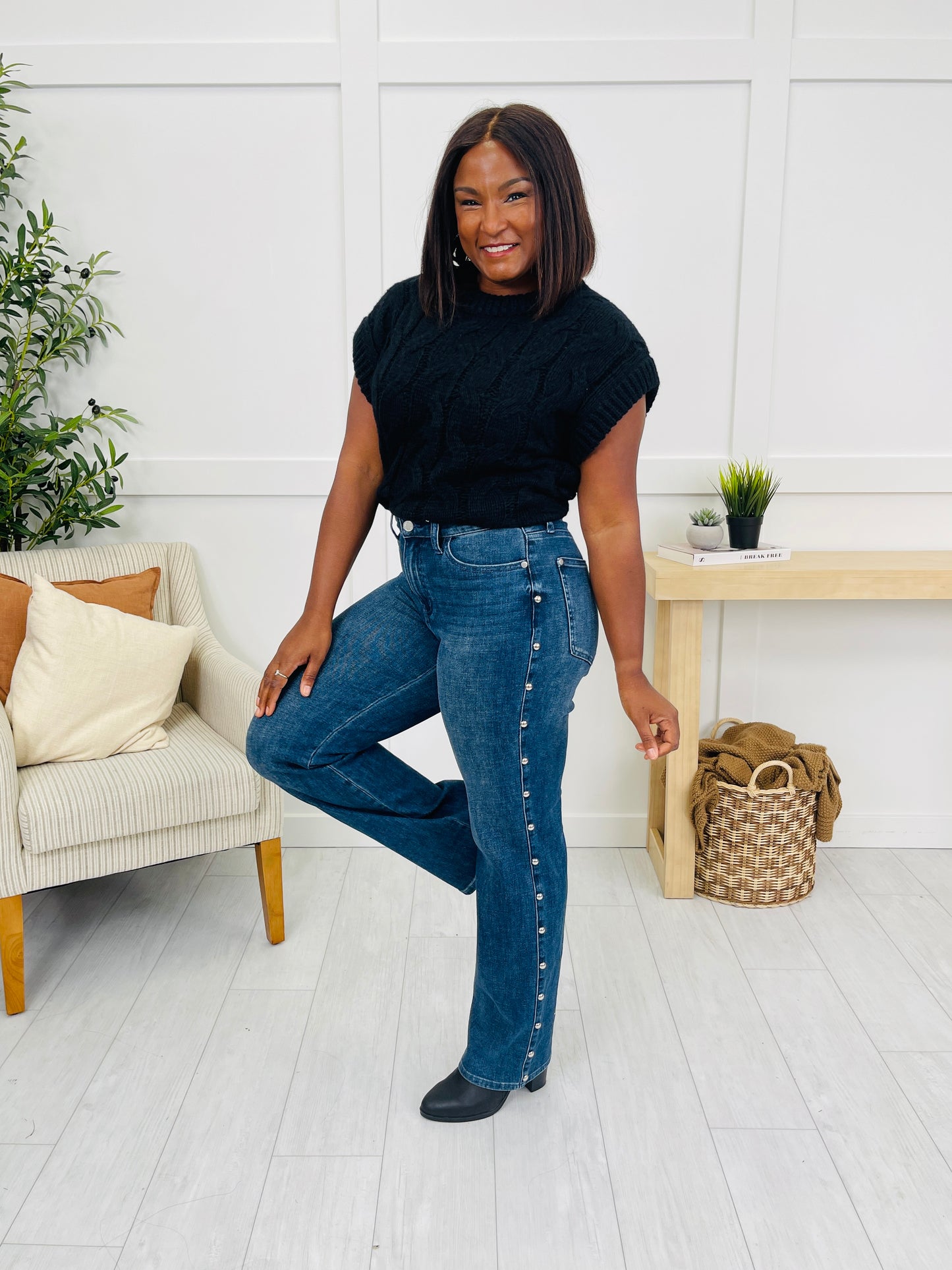 Judy Blue Straight Up Stud Straight Leg Jeans