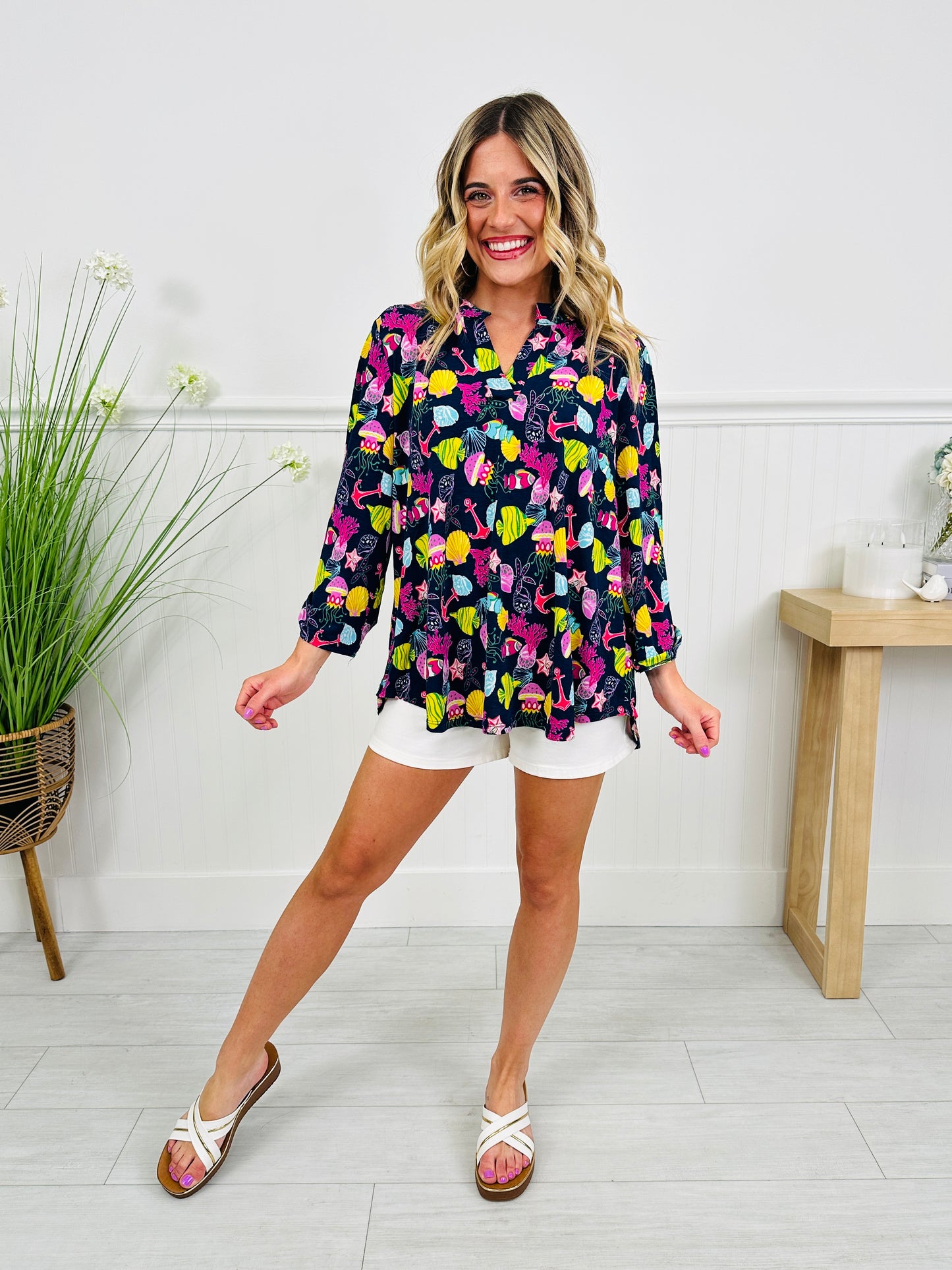 Sweet Like Spring Top in Nantucket Print