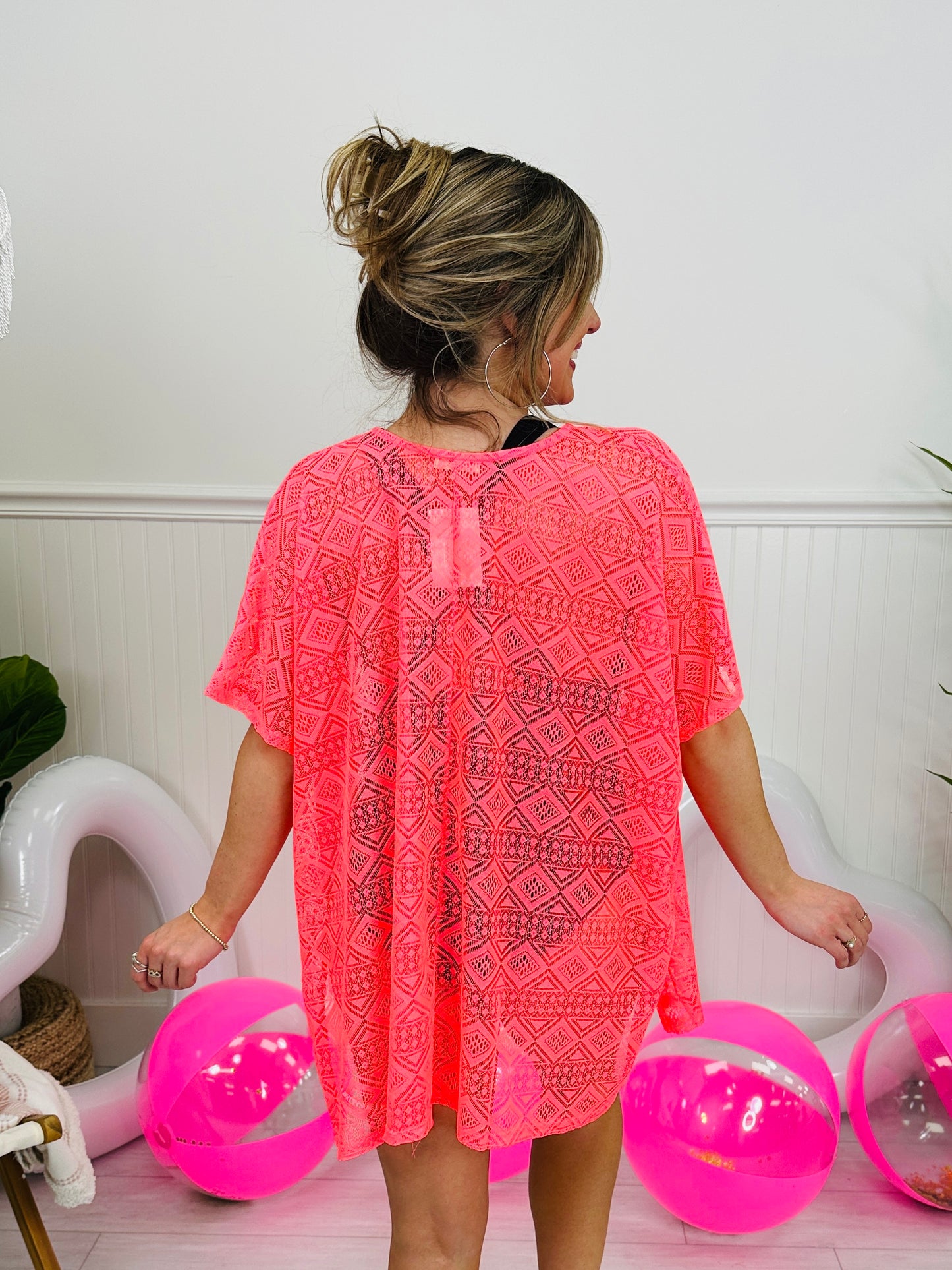 Barefoot Bay Swim Cover Up In Neon Pink