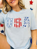 Stars, Stripes, and Florals USA Graphic Tee