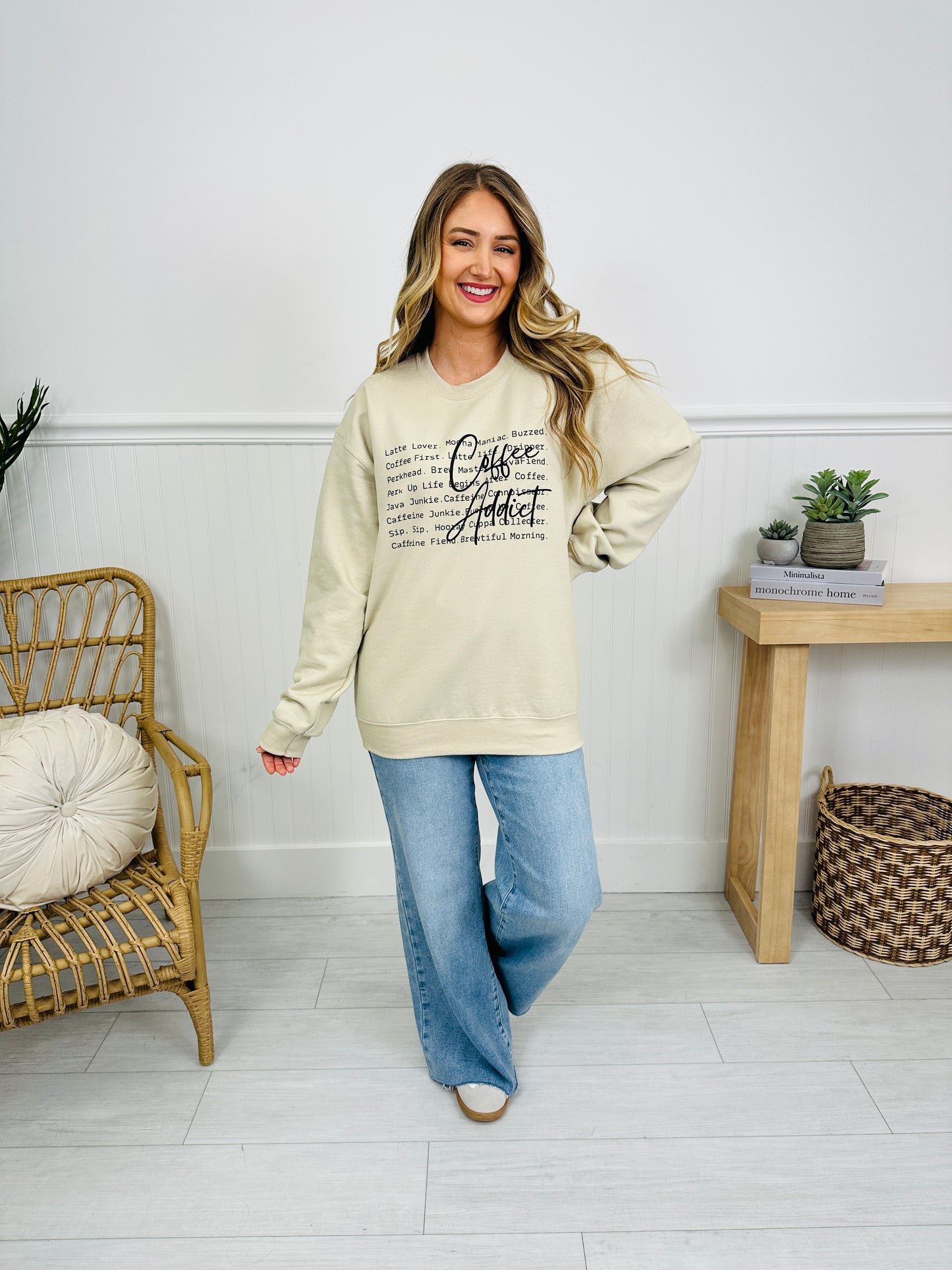 Coffee Addict  Graphic Crewneck Sweatshirt