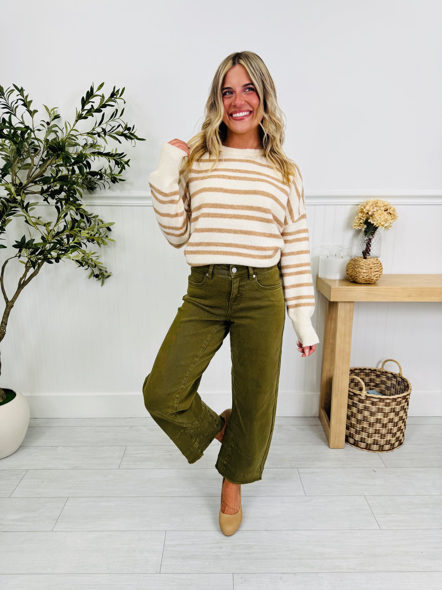 Olive You More Tummy Control Barrel Jeans