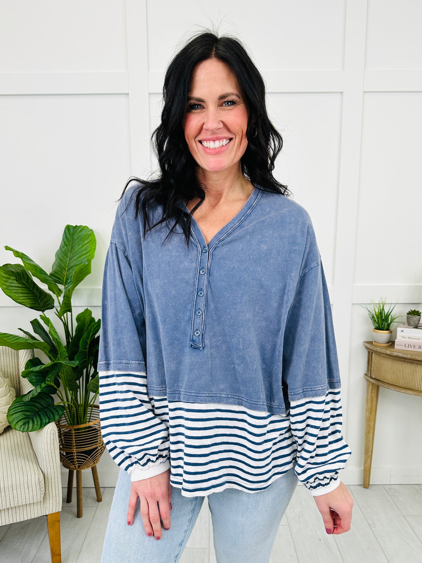 Striped Dreamer Pullover in Denim