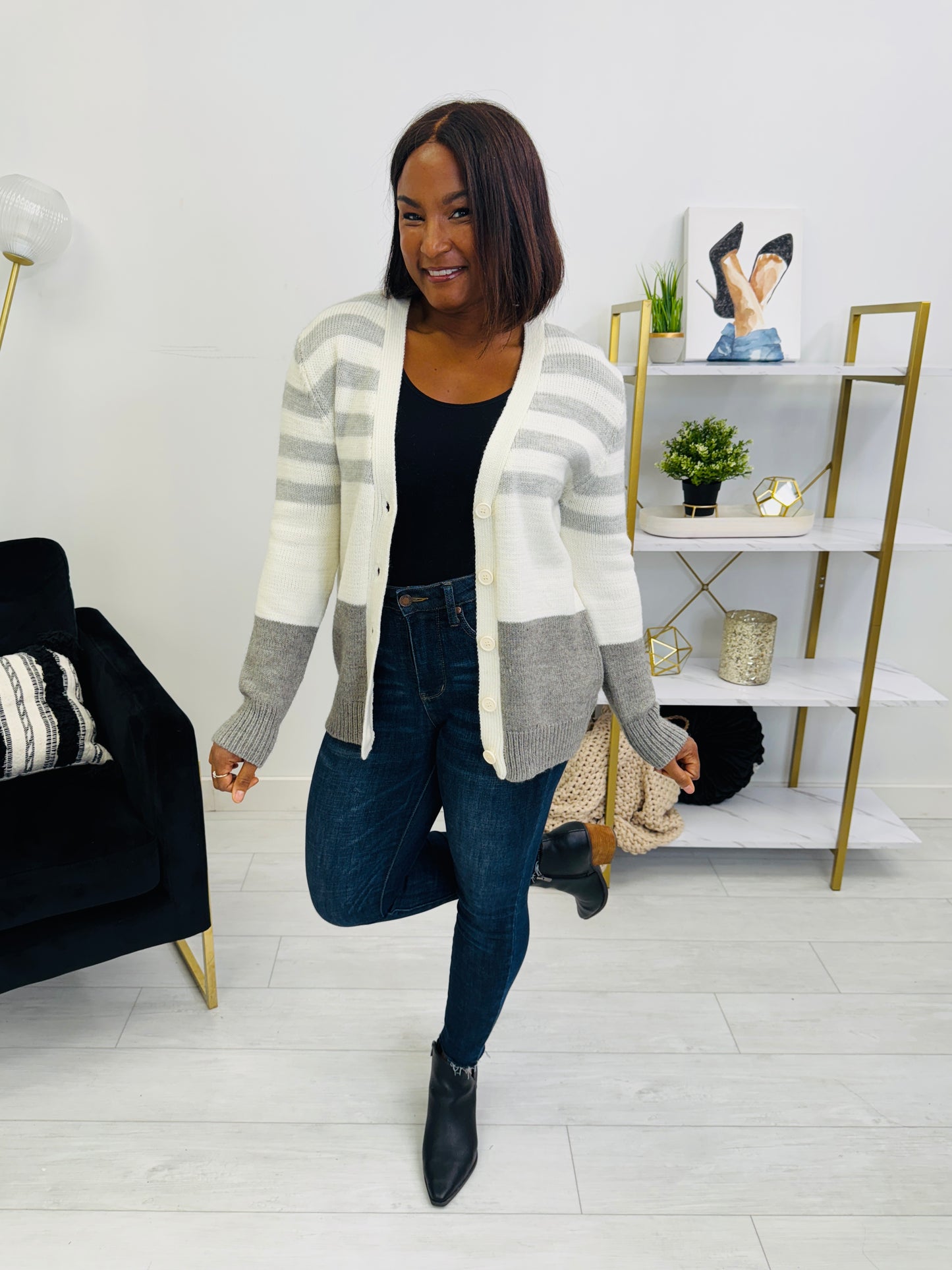 Parallel Comfort Cardigan in H Grey