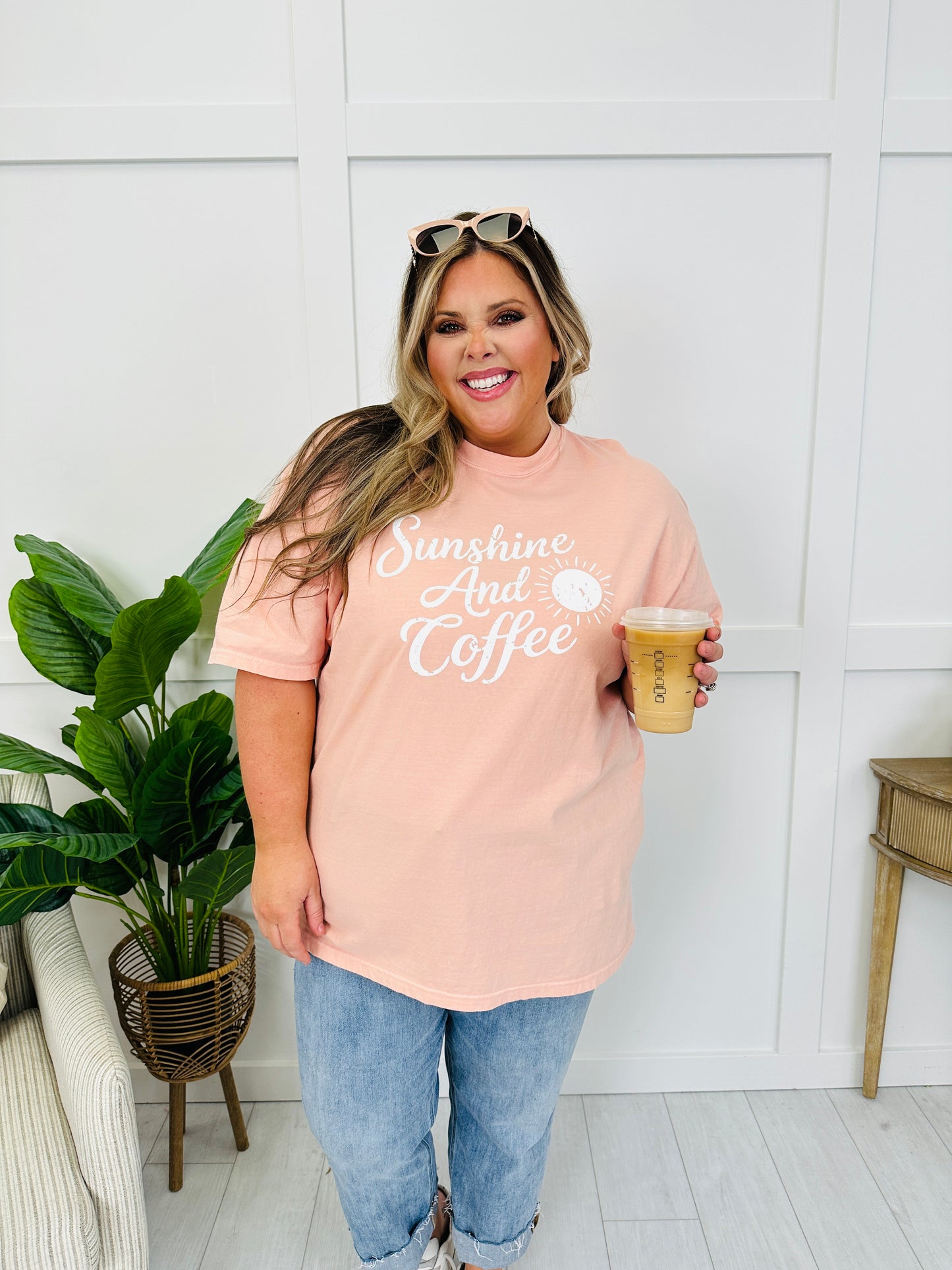 Sunshine And Coffee Graphic Tee In Two Colors