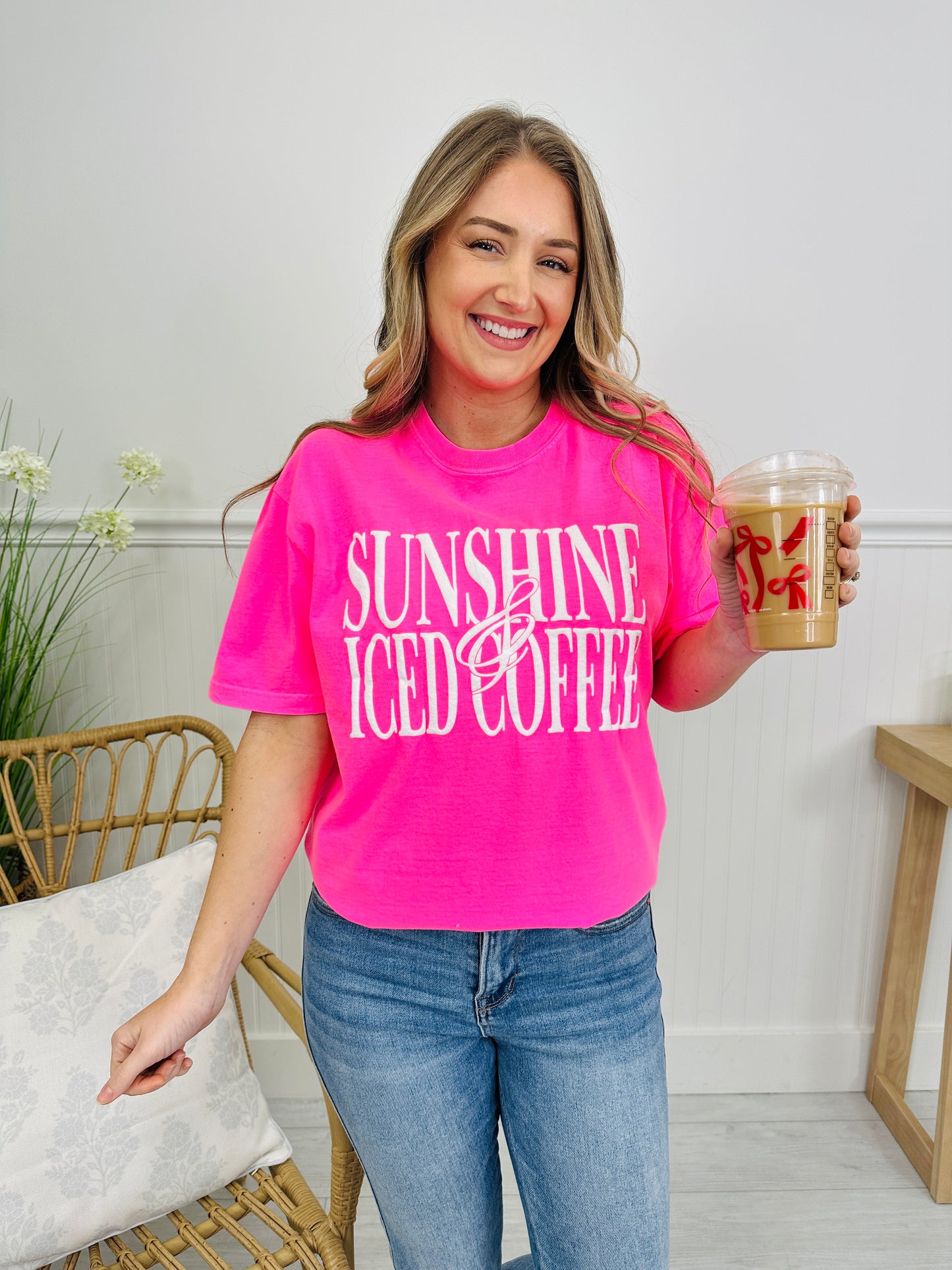 Sunshine And Iced Coffee Graphic Tee in Multiple Colors
