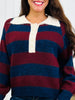 Campus Club Sweater In Navy/Burgundy