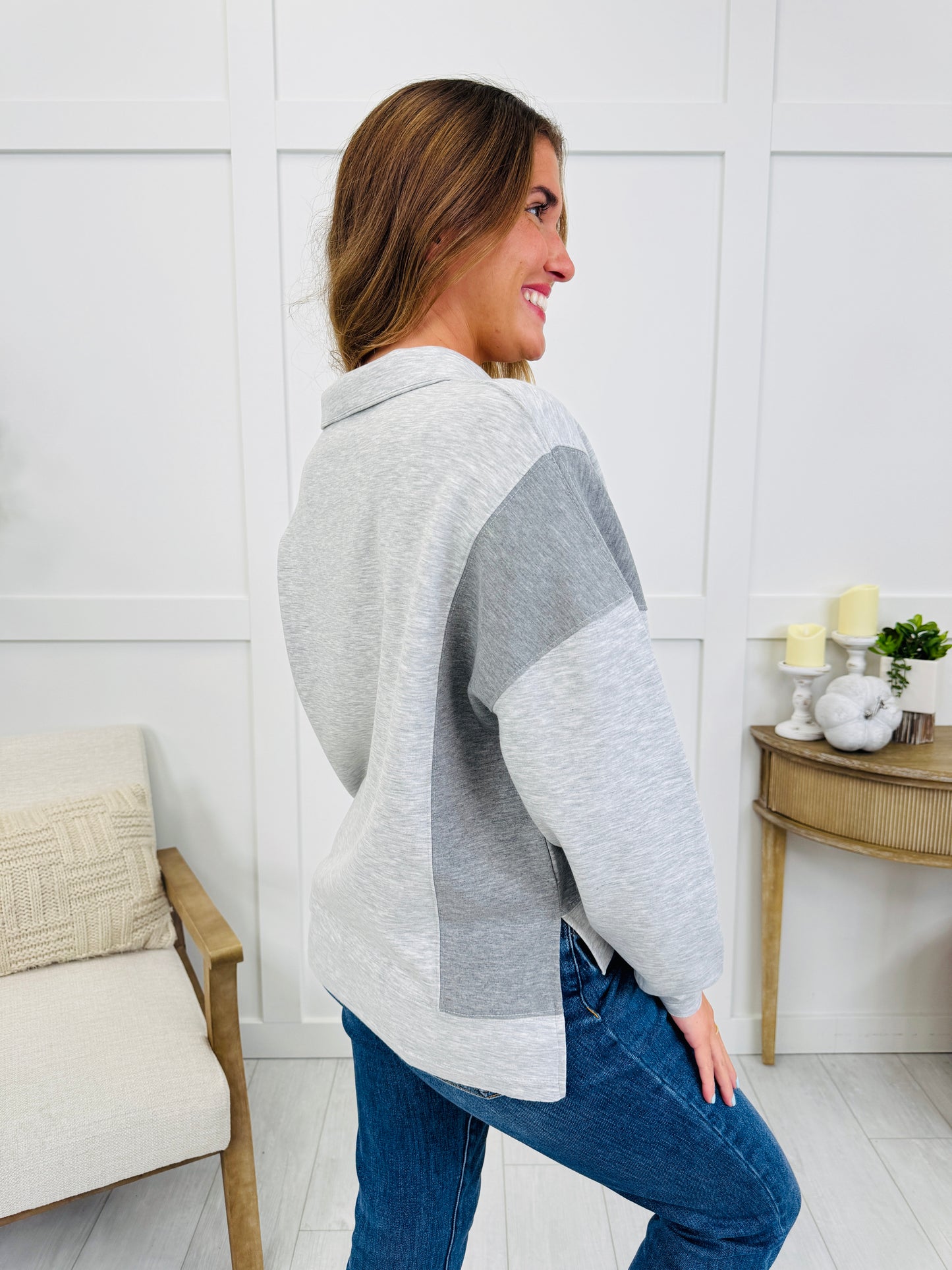 Half Zip Harmony Pullover In Grey
