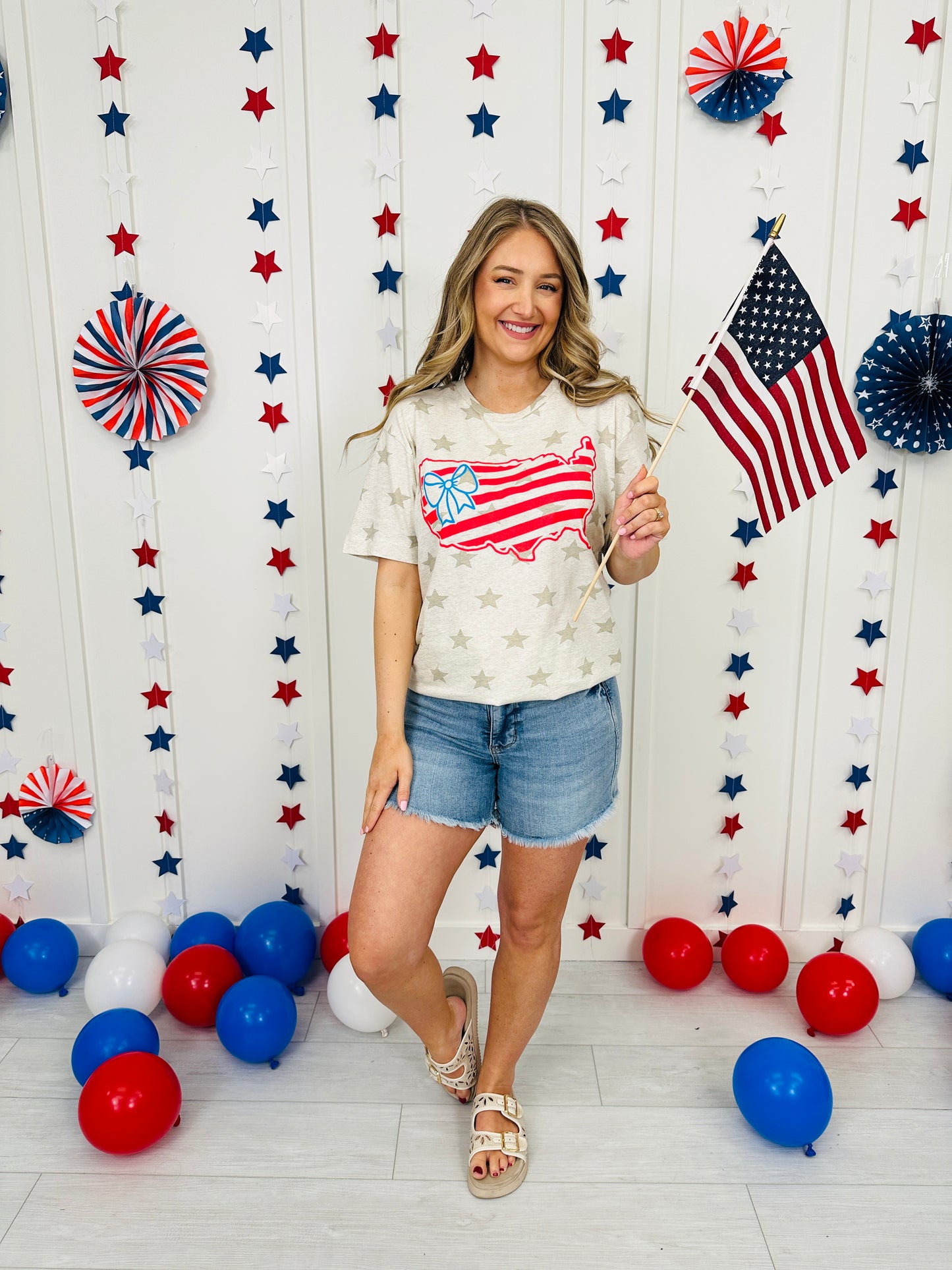 Bow And Stripes United States Graphic Tee