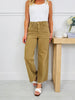 Judy Blue Khaki Crush Ankle Wide Jeans