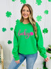 Pink Lucky Clover Puff Graphic Crewneck Sweatshirt