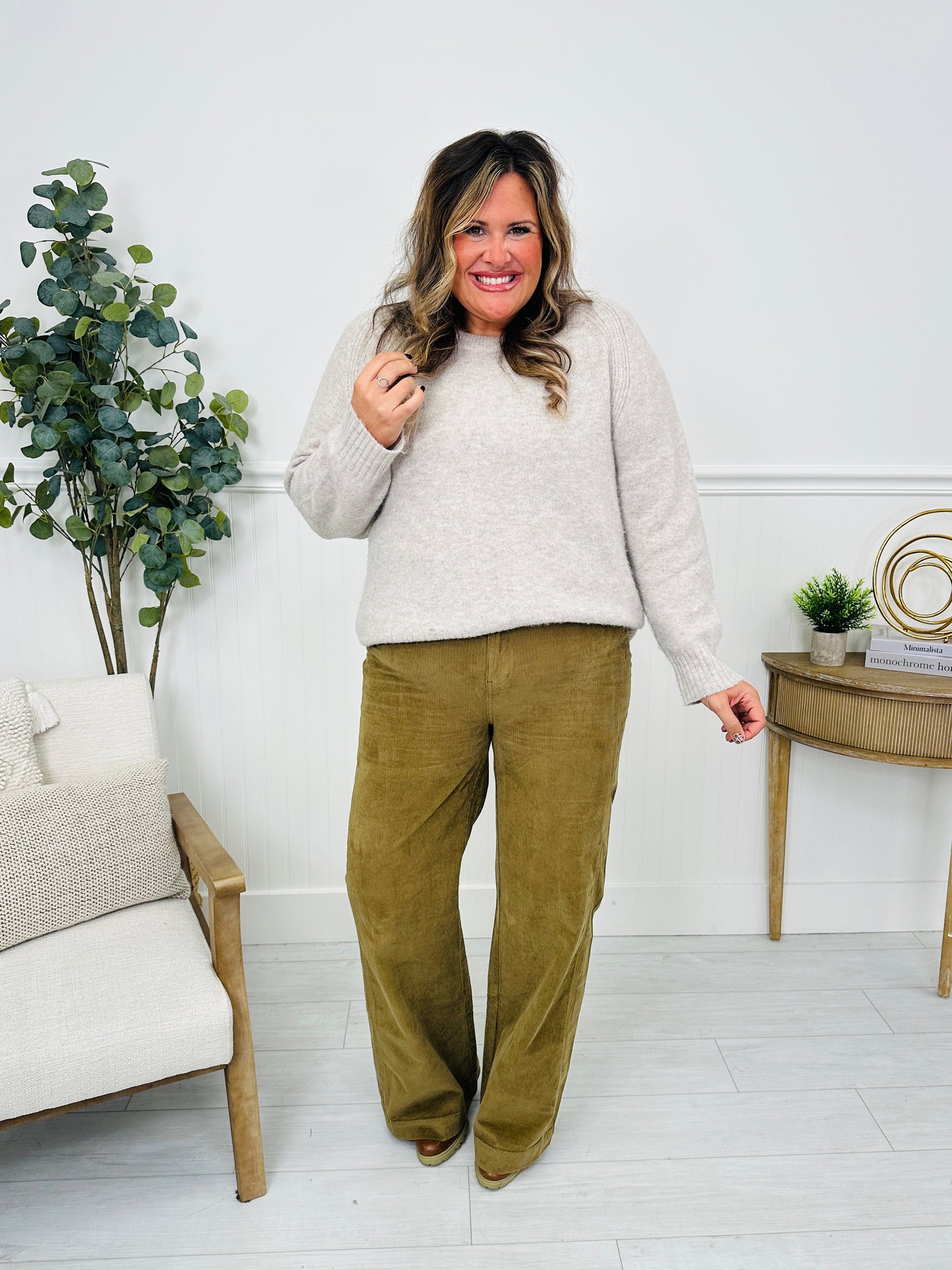 Judy Blue Olive Obsession Retro Wide Leg Corduroy Jeans