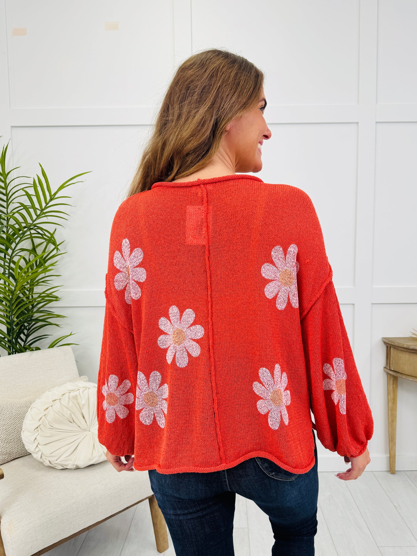 Blooming Good Vibes Top in Apple Red
