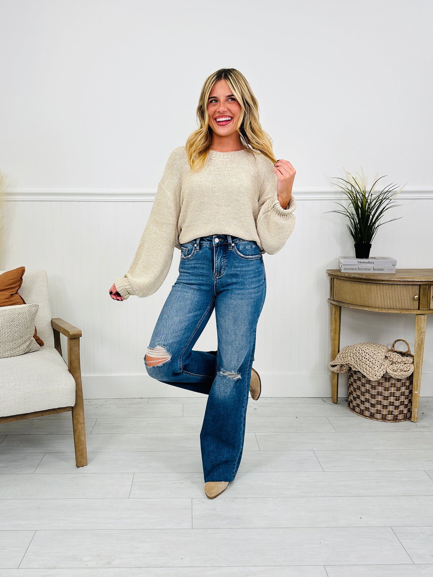 By Your Side Wide Leg Tummy Control Jeans