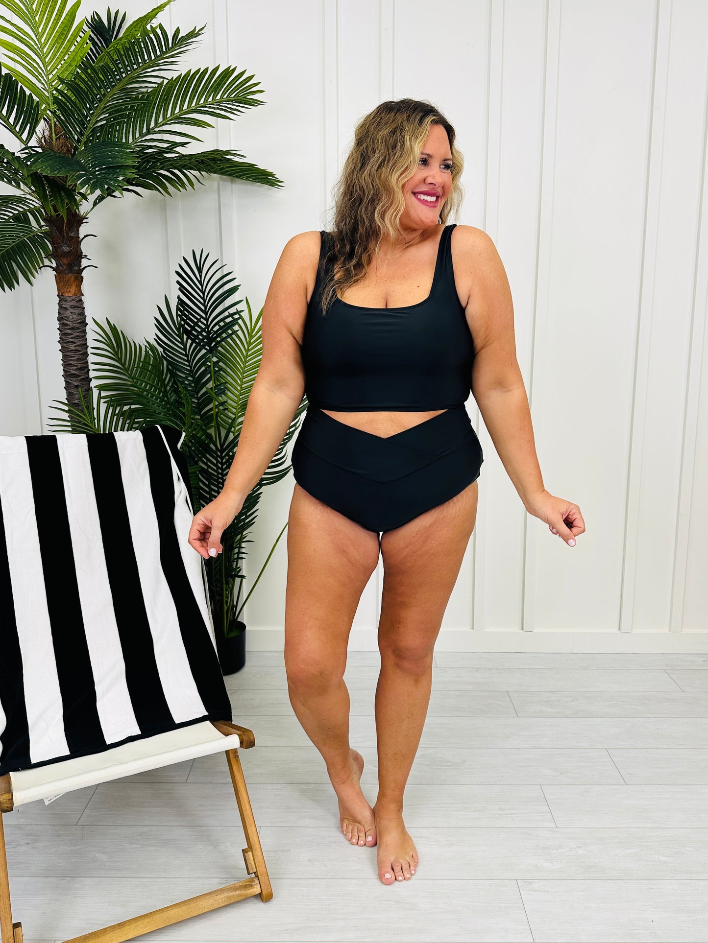 Ultra High Waisted V-Cut Swim Bottoms In Black