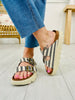 Seaside Stride Sandals In Black Natural Stripe