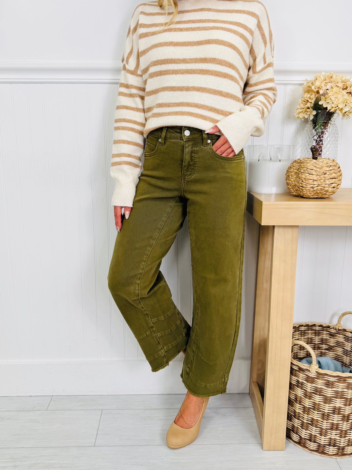 Olive You More Tummy Control Barrel Jeans