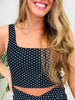 The Olivia Swim Top In Black/White Polka Dot