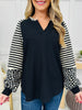 Struck By Stripes Top in Black