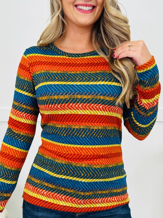 Pattern Of Us Top in Rust/Teal