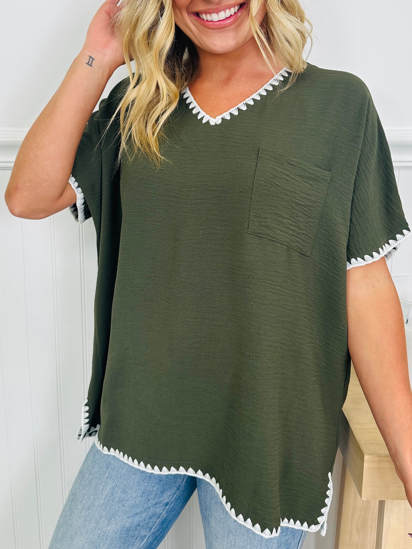 Stitched In Style Top In Multiple Colors