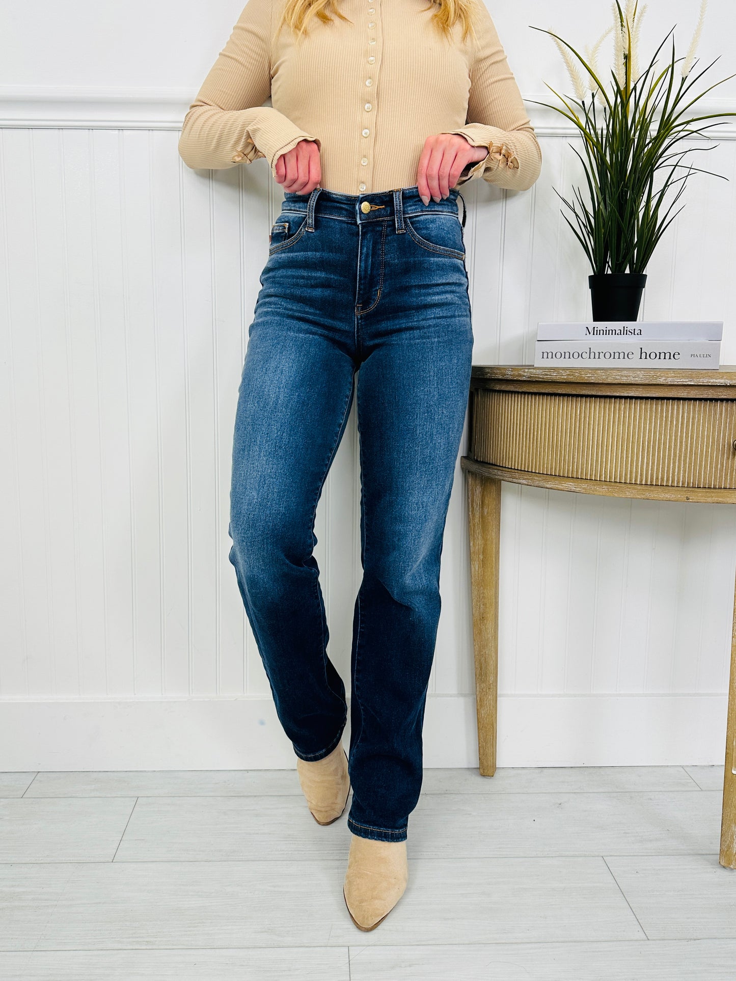 Judy Blue Snug in Style Thermal Straight Jeans
