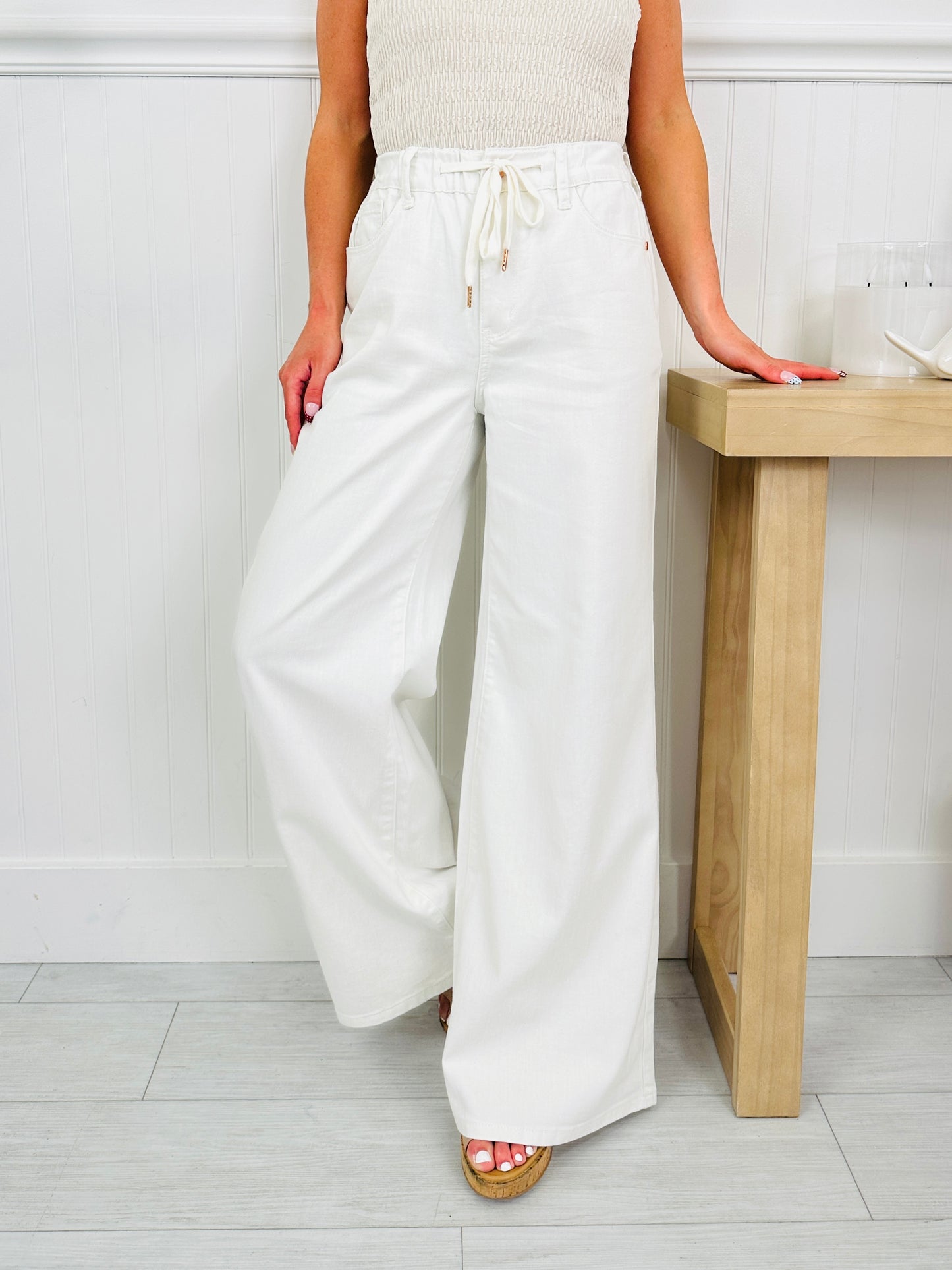 Judy Blue White As a Feather Palazzo Jeans