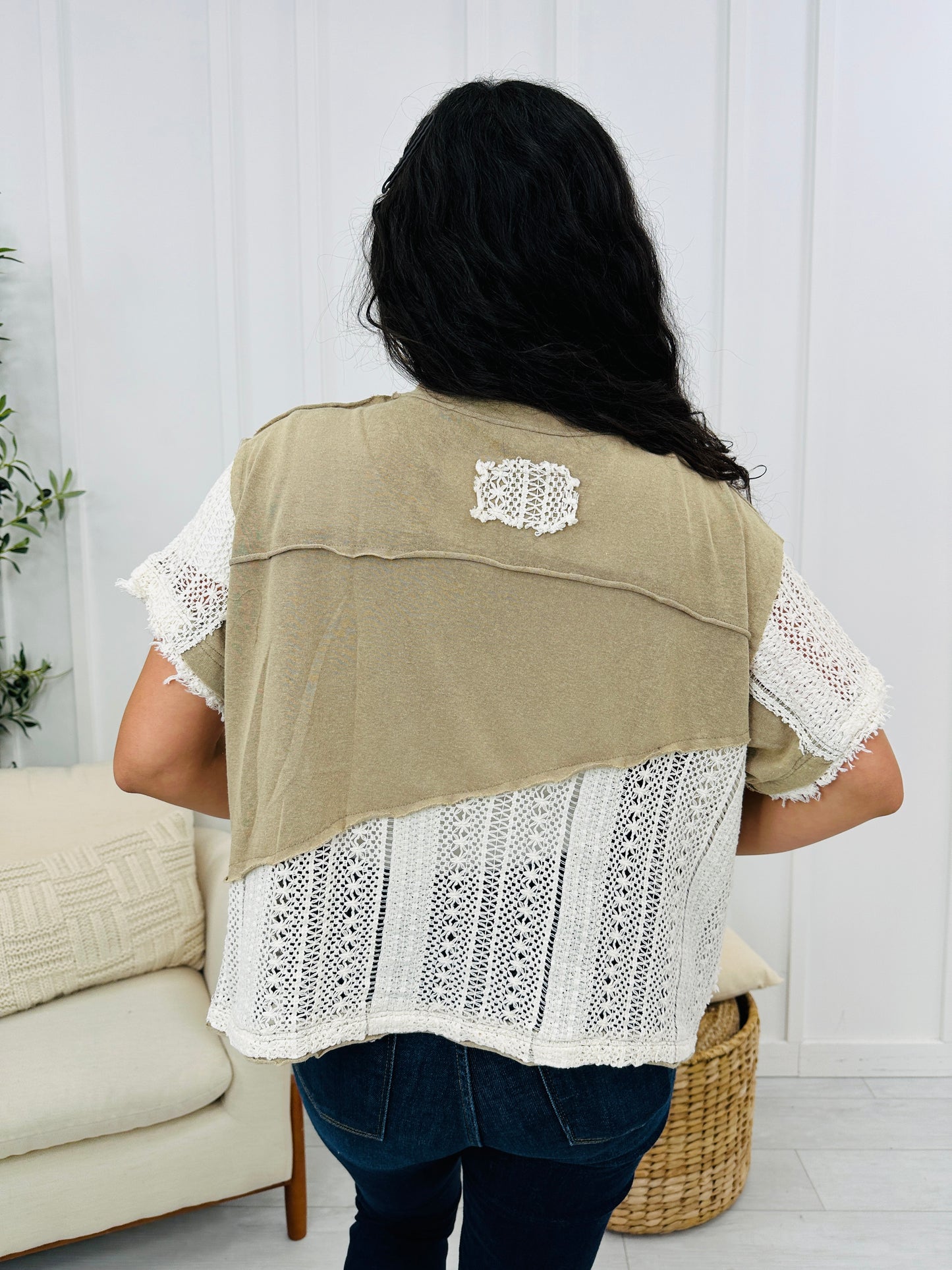 Vintage Peace Top In Taupe Multi